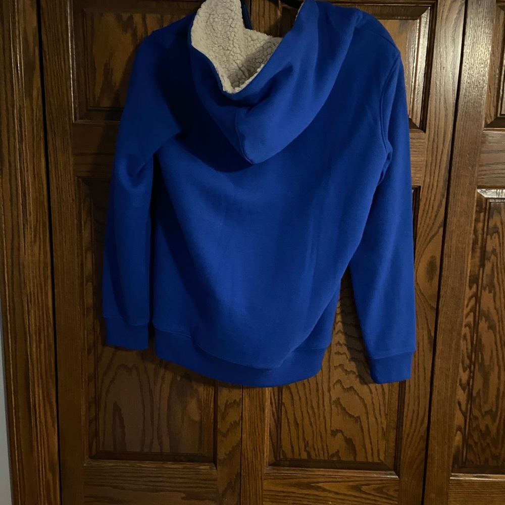 Blue lands’end fleece lined sweatshirt